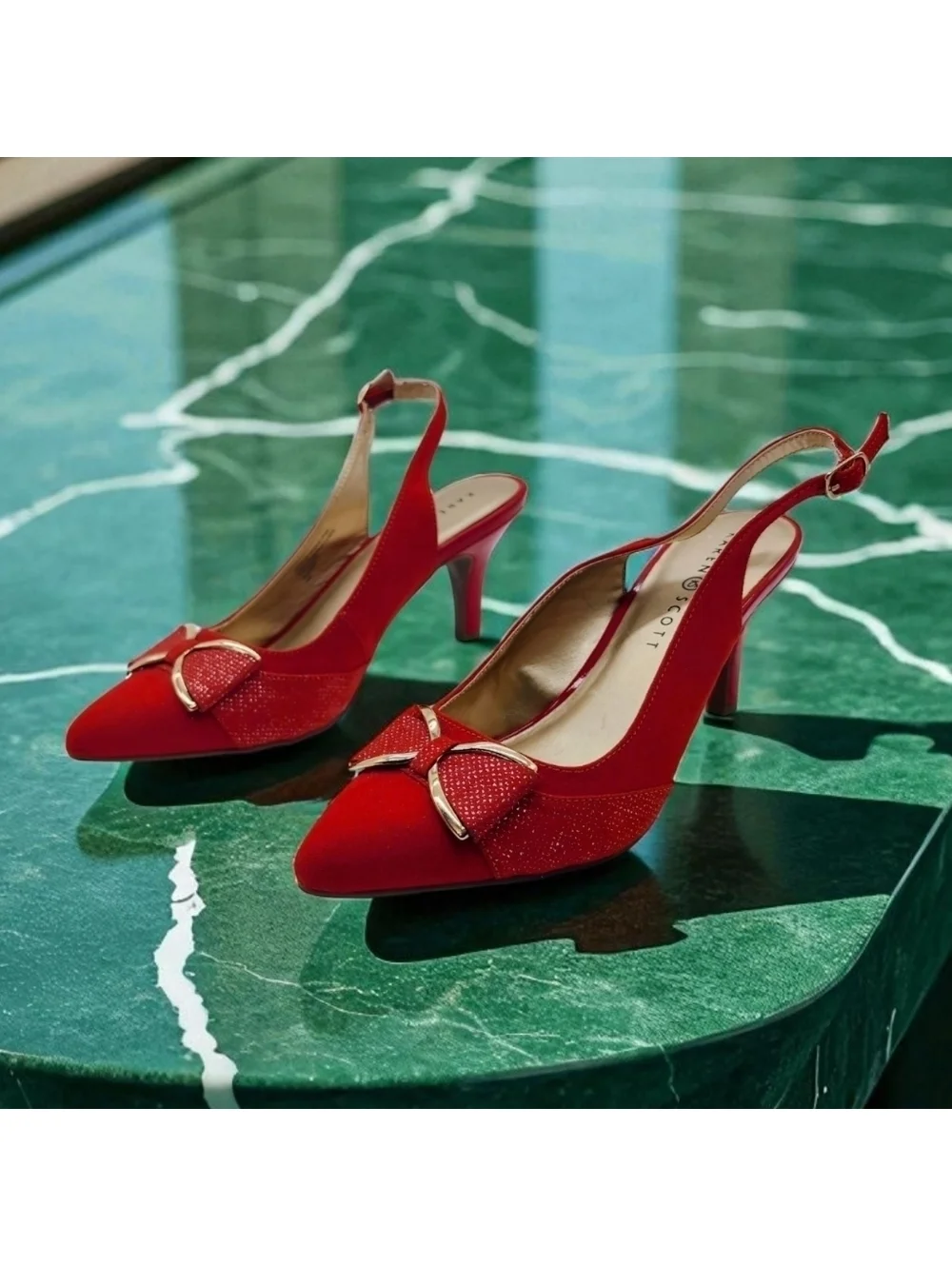Karen Scott Sz 9.5 Elegant Red Slingback Heels Gladiss